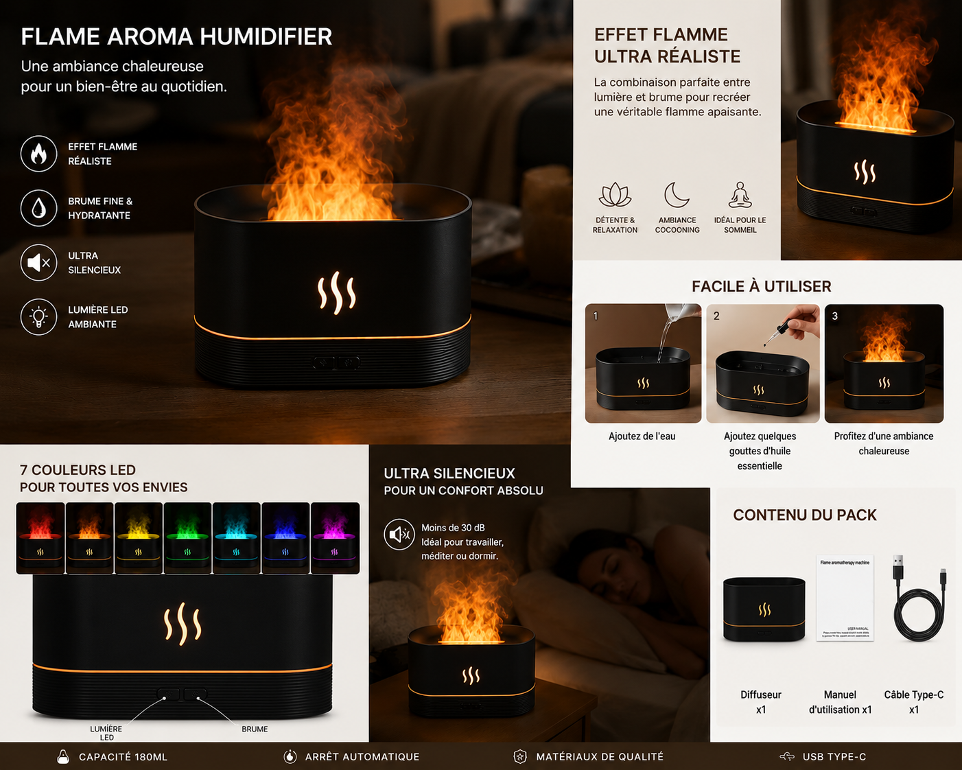 Diffuseur d'Arômes Flamme — Ambiance Cosy & Zen